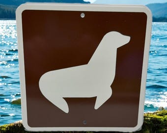 Seal Viewing Area Metal Sign- Ocean Beach Parks & Recreation Water Safety