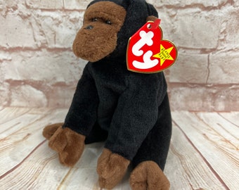 Vintage 1996 TY Congo the Gorilla Monkey Plush Stuffed Animal the Original Beanie Babies 8"