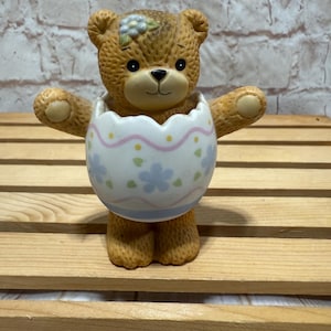 Vintage 1985 Lucy & Me Ceramic Bear in Easter Egg by Enesco