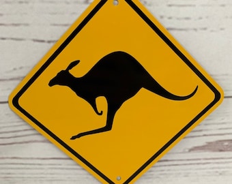 KANGAROO Xing Metal Yellow Zoo Caution Australia Crossing Sign 6"x 6" or 12"x12" NEW (2 sizes available)