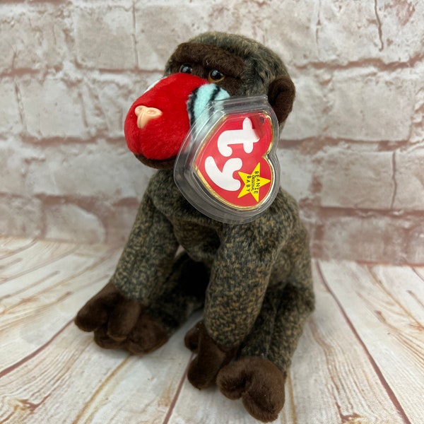 Vintage 1999 TY Cheeks the Baboon Monkey Plush Stuffed Animal the Original Beanie Babies 8"