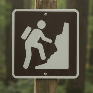 Mountain Hiking Trail Metal Sign: Parks & Recreation Decor