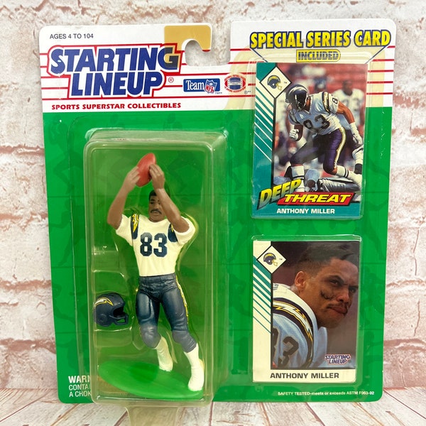 Vintage 1993 Starting Lineup Anthony Miller NFL Football San Diego Chargers action figure by Kenner SLU NEW on Card