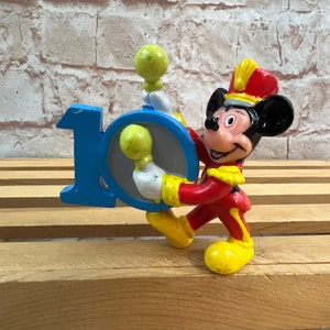 Vintage Disney Mickey Mouse Number 10 10th Birthday Cake-topper Mini PVC Miniature 2” Action Figure Toy Figurine by Applause #10