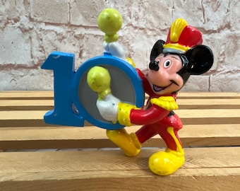 Figura de acción vintage de Disney Mickey Mouse número 10 para el décimo cumpleaños, minifigura de PVC de 2 pulgadas, de Applause #10