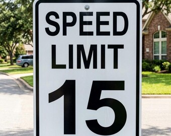 Cartello Stradale New Speed Limit 15 MPH - Targa In Latta 20,3x30,5 Cm - Effetto Vintage Con Bordi Arrugginiti Per Parete Bar Garage