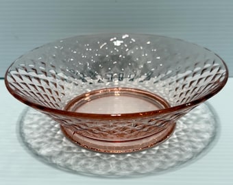Vintage Imperial Glass Pink Depression Glass Quilted Diamond Pattern Decorative Serving Bowl Dish 7”