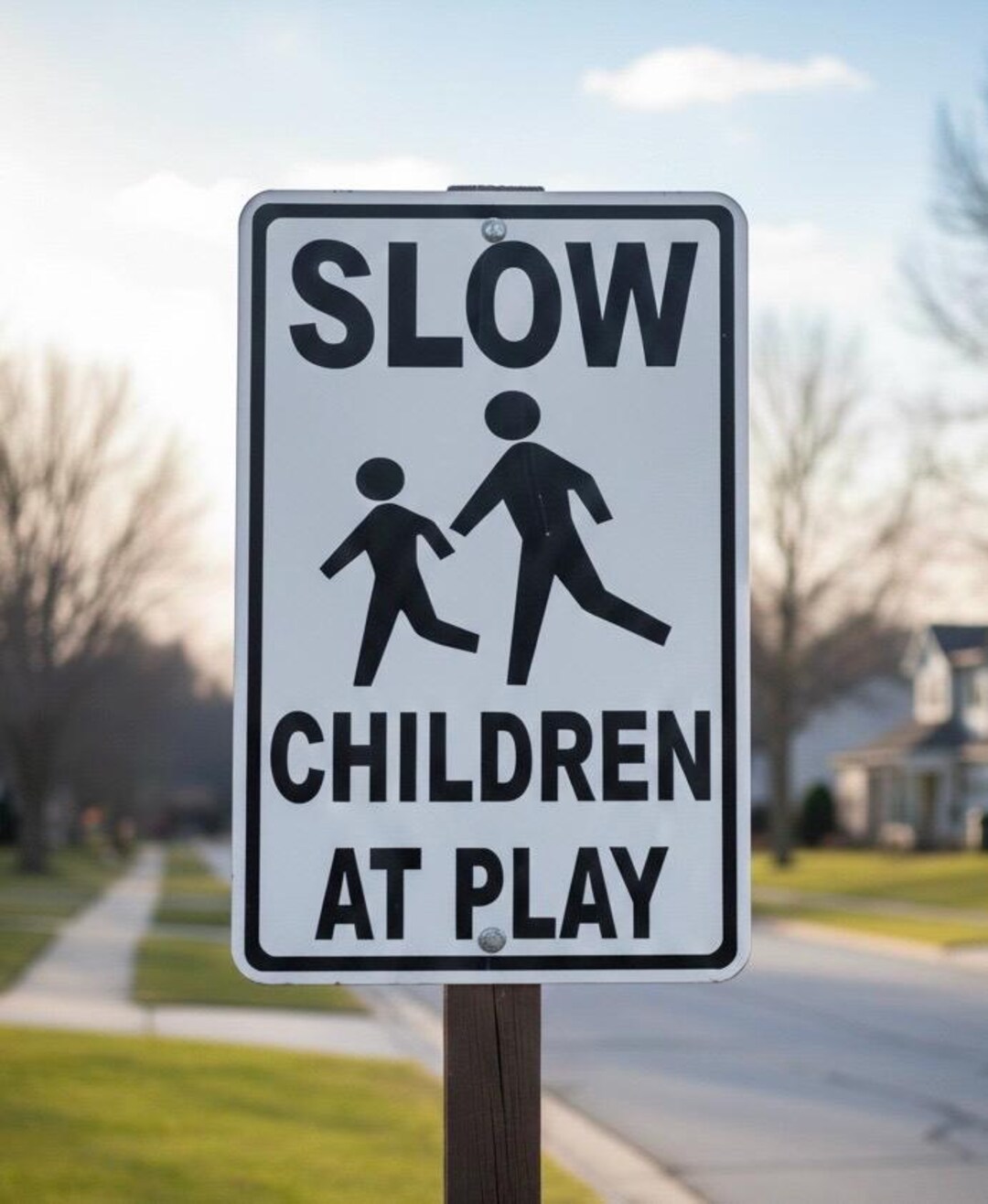 SLOW Children at Play Metal Street Traffic Caution Sign NEW (3 Sizes ...