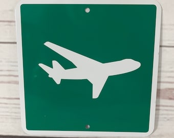 Airport Metal Sign: Airplane Graphic, Indoor/Outdoor Decor
