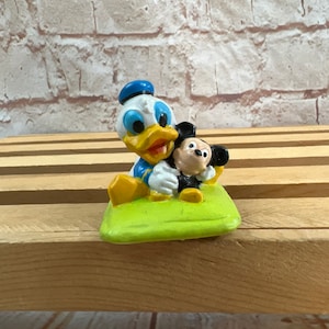 Vintage 1984 Baby Donald Duck with Mickey Mouse doll Disney Miniature PVC Mini Figure Toy