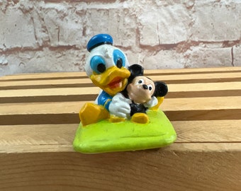 Vintage 1984 Baby Donald Duck with Mickey Mouse doll Disney Miniature PVC Mini Figure Toy