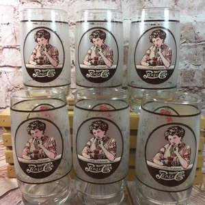 Vintage Set of 6 Pepsi Cola Gibson Girl &quot;I love this flavor&quot; drinking glasses tumblers 16oz