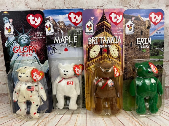 Vintage Set of 4 Mcdonalds 1999 TY Beanie Baby Bears Plush Stuffed Animal Original Teenie Beanie Baby Etsy UK