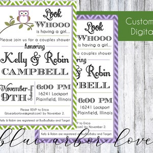 Owl Baby Shower Birthday Party Invitation Printable Customized