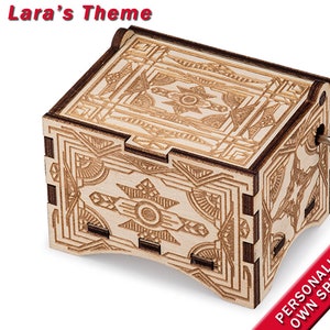 Vintage Music Box, &quot;Lara&#39;s Theme&quot;, Laser Engraved Wood Hand Crank Music Box