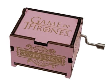 Game of Thrones Pink Mini Music Box with "Main Theme" song, Personalizable Hand Crank