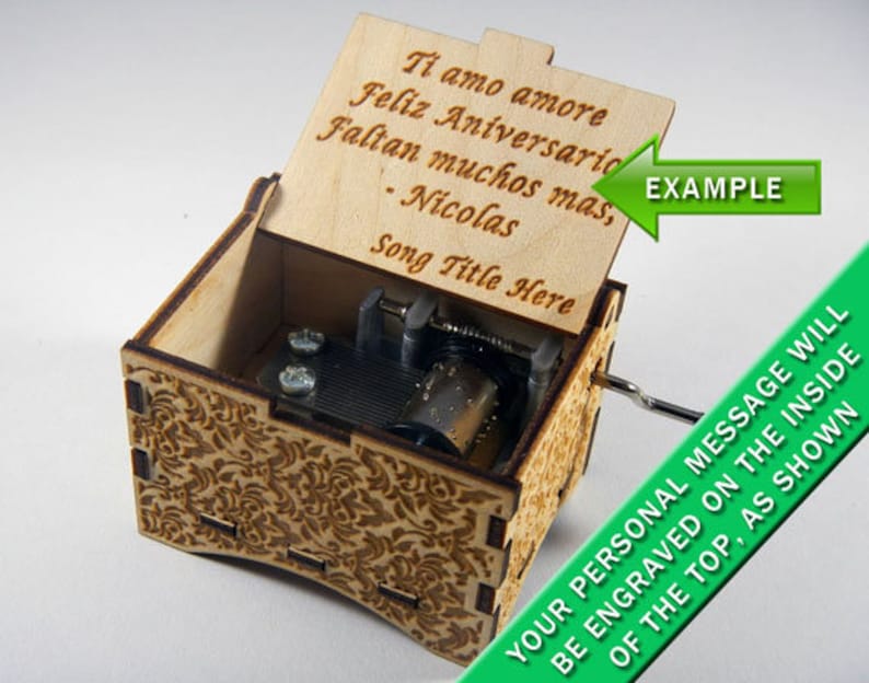 Damask Music Box canon in D Major Laser Engraved Etsy
