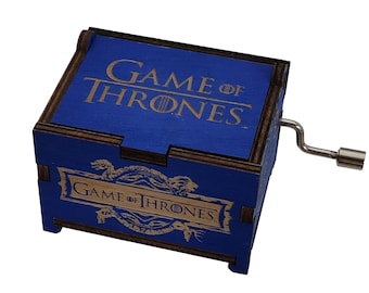Game of Thrones Blue Mini Music Box with "Main Theme" song, Personalizable Hand Crank