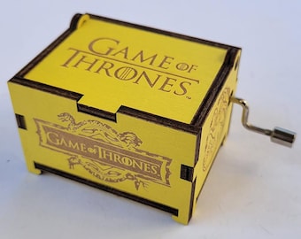 Game of Thrones Yellow Mini Music Box with "Main Theme" song, Personalizable Hand Crank