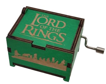 Lord of the Rings Green Mini Music Box, Plays "The Breaking of the Fellowship" by Howard Shore, Hand Crank