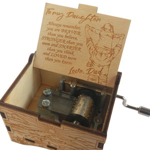 Artistic Music Box, &quot;You Are My Sunshine&quot;, To My/Our Daughter, Laser Engraved Wood Hand Crank Music Box
