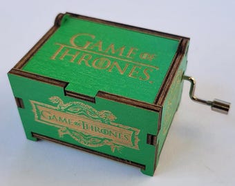 Game of Thrones Green Mini Music Box with "Main Theme" song, Personalizable Hand Crank