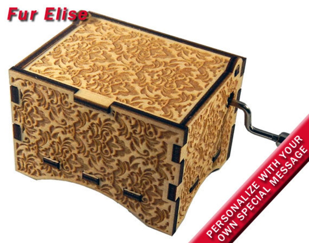 Damask Music Box, fur Elise by Beethoven, Laser Engraved Wood Hand Crank Music Box Etsy