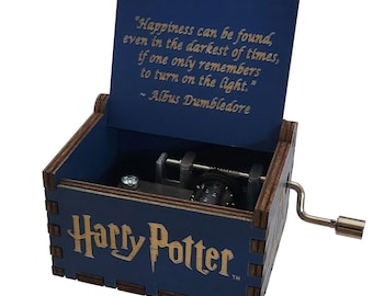 Harry Potter Blue Mini Music Box, Featuring Music of Hedwig's Theme, Hand Crank