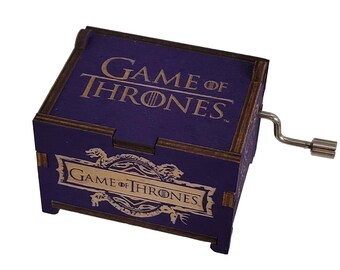 Game of Thrones Purple Mini Music Box with "Main Theme" song, Personalizable Hand Crank
