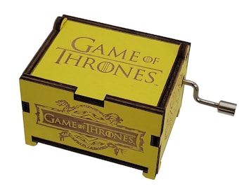 Game of Thrones Yellow Mini Music Box with "Main Theme" song, Personalizable Hand Crank