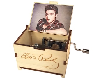 Elvis Presley Mini Music Box, "Can't Help Falling In Love", UV Color Printed, Young