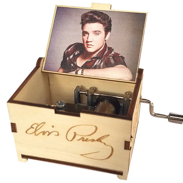 Elvis Presley Mini Music Box, "Can't Help Falling In Love", UV Color Printed, Young