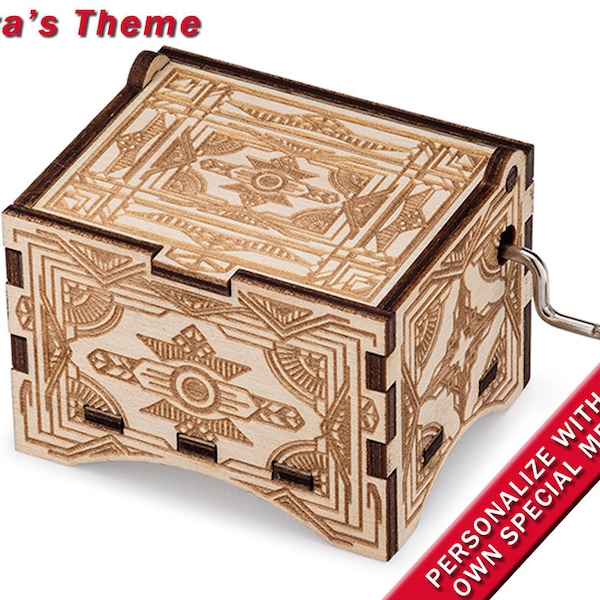 Vintage Music Box, "Lara's Theme", Laser Engraved Wood Hand Crank Music Box