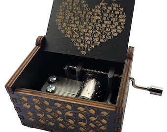 Elvis Presley Can't Black Mini Music Box with "Can't Help Falling In Love" Hand Crank