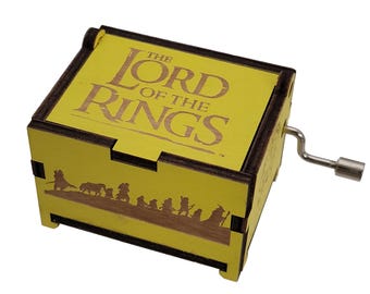 Lord of the Rings Yellow Mini Music Box, Plays "The Breaking of the Fellowship" by Howard Shore, Hand Crank