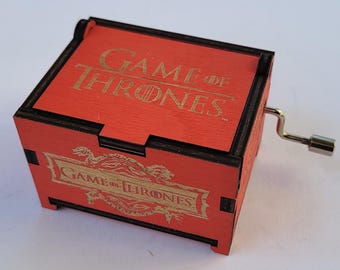 Game of Thrones Red Mini Music Box with "Main Theme" song, Personalizable Hand Crank