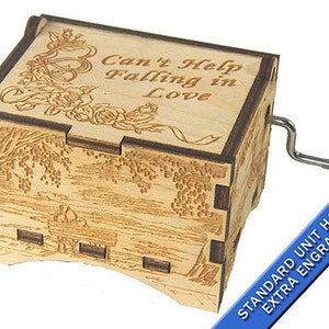 Artistic Music Box, Can't Help Falling In Love, Laser Engraved Wood Hand Crank Music Box image 3