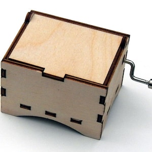 Blank Music Box, Birch Wood with a Hand Crank Music Box, You Select the Song