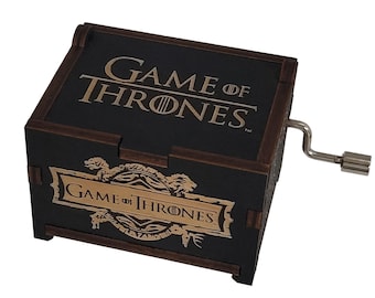 Game of Thrones Black Mini Music Box with "Main Theme" song, Personalizable Hand Crank