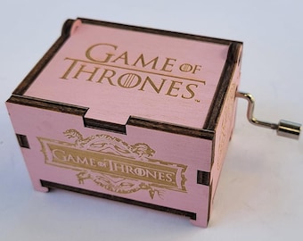 Game of Thrones Pink Mini Music Box with "Main Theme" song, Personalizable Hand Crank