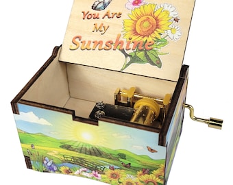 Artistic Sunshine Music Box, "You Are My Sunshine", Hand Crank Music Box