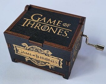 Game of Thrones Black Mini Music Box with "Main Theme" song, Personalizable Hand Crank
