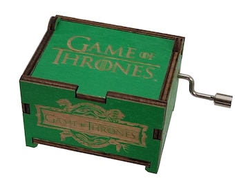 Game of Thrones Green Mini Music Box with "Main Theme" song, Personalizable Hand Crank