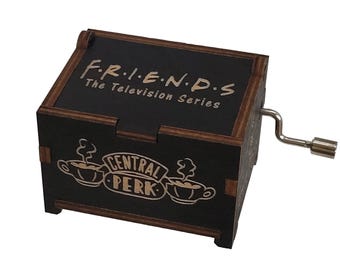 Friends Black Mini Music Box, Plays "I'll Be There For You", Personalizable Hand Crank