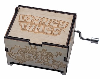 Looney Tunes Mini Music Box, Plays "Merrilly We Roll Along", Personalizable Hand Crank