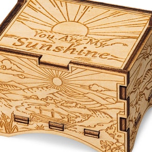 Artistic Music Box, "You Are My Sunshine", Laser Engraved Wood Hand Crank Music Box