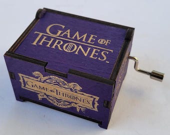 Game of Thrones Purple Mini Music Box with "Main Theme" song, Personalizable Hand Crank