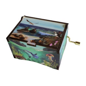 Artistic Ocean&#39;s Parade Music Box, &quot;Fur Elise&quot;, Hand Crank Music Box