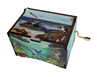 Artistic Ocean's Parade Music Box, "Fur Elise", Hand Crank Music Box