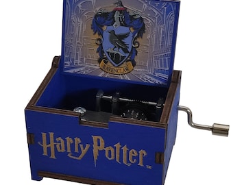 Harry Potter Ravenclaw Blue Mini Music Box, Featuring Music of Hedwig's Theme, Hand Crank